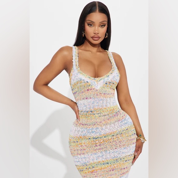 Fashion Nova Lila Sweater Maxi Dress - Multi Color Small - Picture 2 of 3
